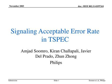 Signaling Acceptable Error Rate in TSPEC