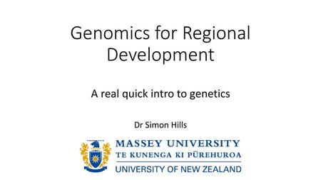 Genomics for Regional Development