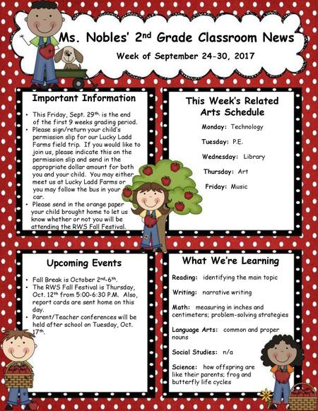 Ms. Nobles’ 2nd Grade Classroom News