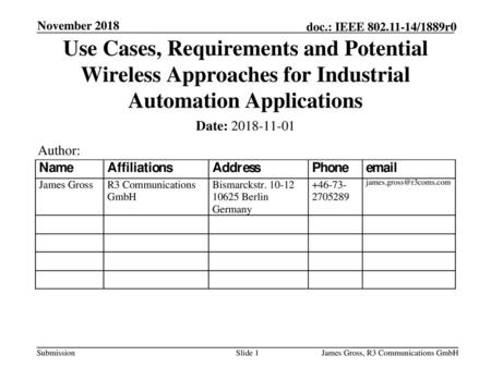 Month Year doc.: IEEE yy/xxxxr0 November 2018