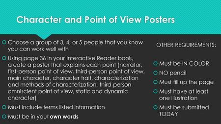 Character and Point of View Posters