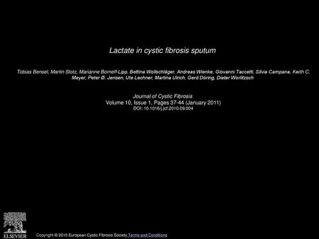 Lactate in cystic fibrosis sputum