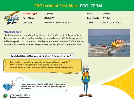 PDO Incident First Alert- PDO- CPDM