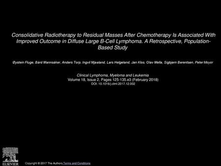 Consolidative Radiotherapy to Residual Masses After Chemotherapy Is Associated With Improved Outcome in Diffuse Large B-Cell Lymphoma. A Retrospective,