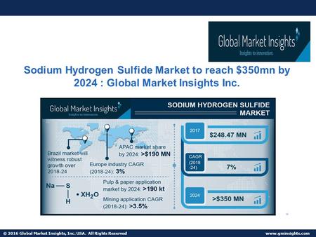 © 2016 Global Market Insights, Inc. USA. All Rights Reserved   Sodium Hydrogen Sulfide Market to reach $350mn by 2024 : Global Market.