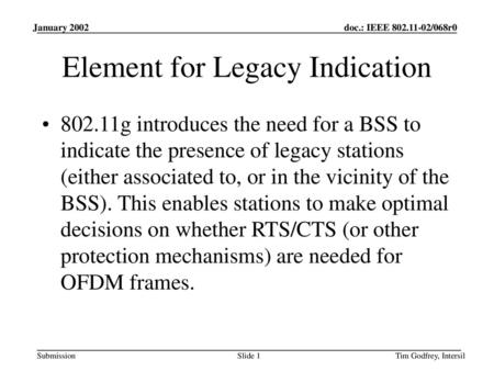 Element for Legacy Indication