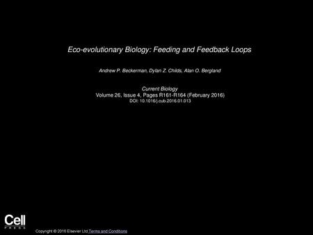 Eco-evolutionary Biology: Feeding and Feedback Loops