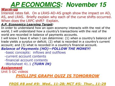 AP ECONOMICS: November 15