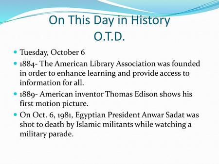 On This Day in History O.T.D.