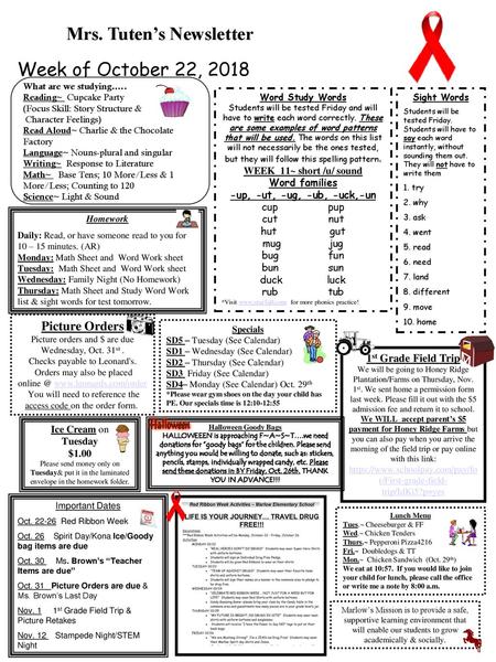 Mrs. Tuten’s Newsletter