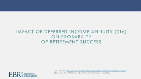 Impact of Deferred Income Annuity (DIA) on Probability of Retirement Success Jack VanDerhei. “Deferred Income Annuity Purchases: Optimal Levels for Retirement.