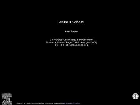 Wilson’s Disease Clinical Gastroenterology and Hepatology