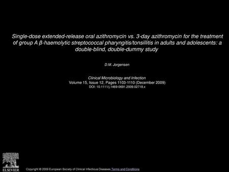 Single-dose extended-release oral azithromycin vs