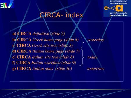 CIRCA- index a) CIRCA definition (slide 2)