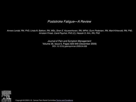 Poststroke Fatigue—A Review