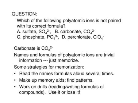 Some strategies for memorization: