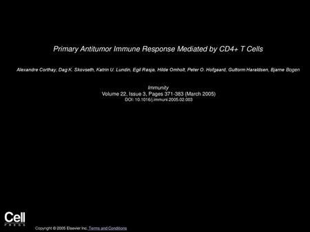 Primary Antitumor Immune Response Mediated by CD4+ T Cells