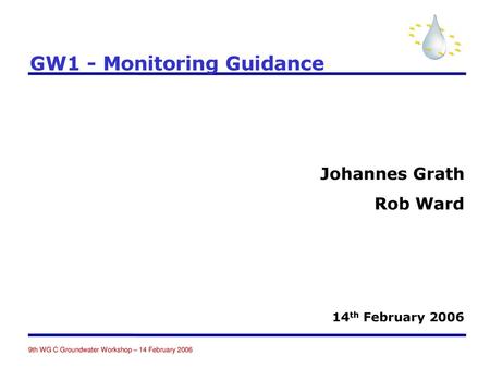 GW1 - Monitoring Guidance