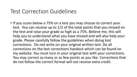 Test Correction Guidelines