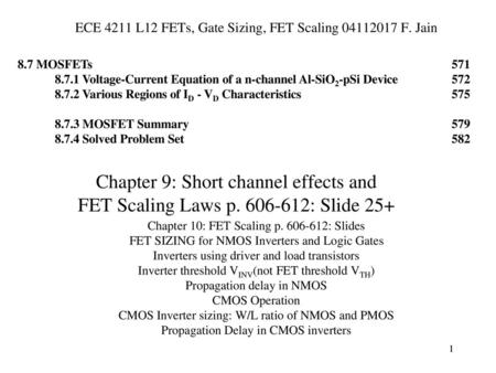 Chapter 9: Short channel effects and