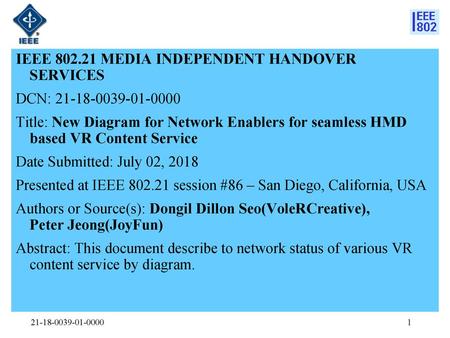 IEEE MEDIA INDEPENDENT HANDOVER SERVICES