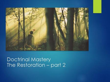 Doctrinal Mastery The Restoration – part 2