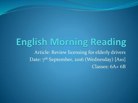 English Morning Reading