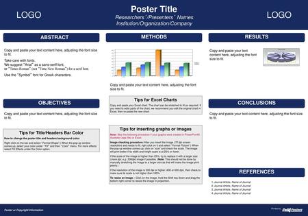 Tips for inserting graphs or images Tips for Title/Headers Bar Color