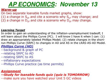 AP ECONOMICS: November 13