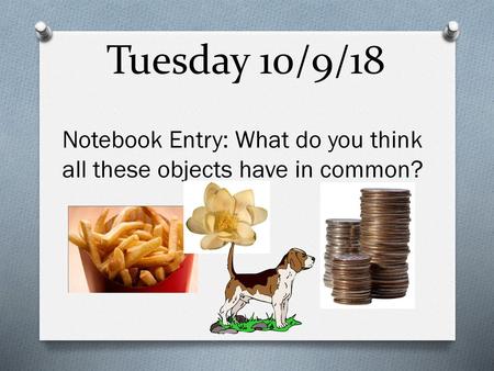 Tuesday 10/9/18 Notebook Entry: What do you think all these objects have in common?