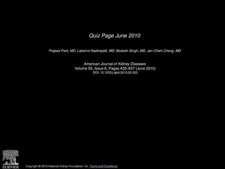 Quiz Page June 2010 American Journal of Kidney Diseases