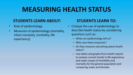 MEASURING HEALTH STATUS