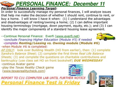 PERSONAL FINANCE: December 11