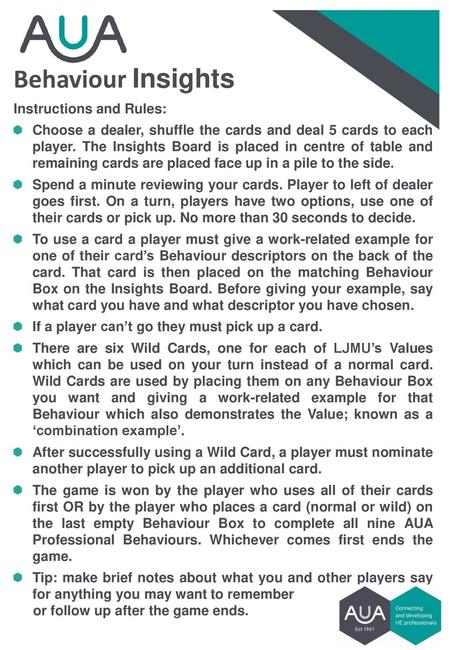 Behaviour Insights Instructions and Rules: