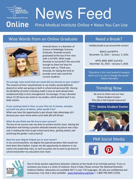 News Feed Pima Medical Institute Online • News You Can Use