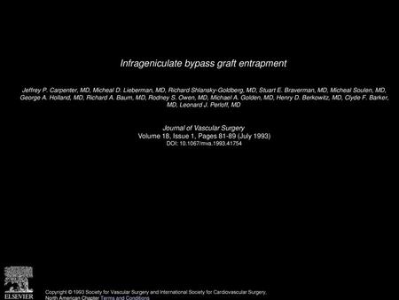 Infrageniculate bypass graft entrapment