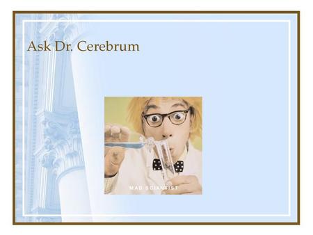 Ask Dr. Cerebrum.