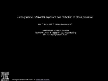 Suberythemal ultraviolet exposure and reduction in blood pressure