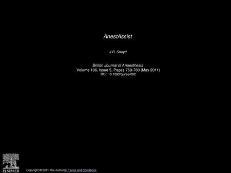 AnestAssist British Journal of Anaesthesia