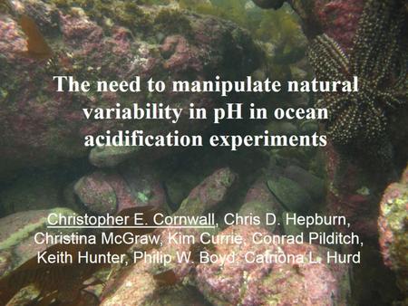 Anthony et al The need to manipulate natural variability in pH in ocean acidification experiments.