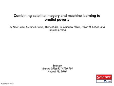 Combining satellite imagery and machine learning to predict poverty