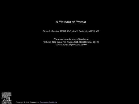 A Plethora of Protein The American Journal of Medicine