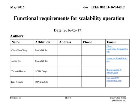 Functional requirements for scalability operation