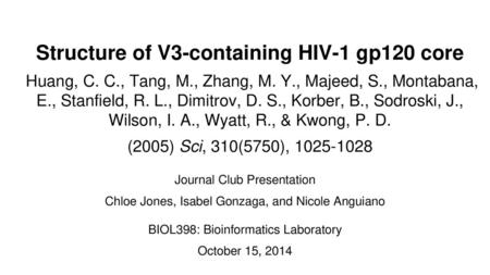 Structure of V3-containing HIV-1 gp120 core