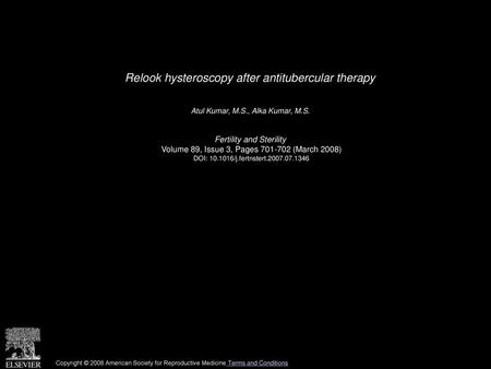 Relook hysteroscopy after antitubercular therapy