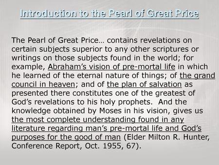 Introduction to the Pearl of Great Price