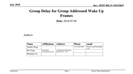 Group Delay for Group Addressed Wake Up Frames