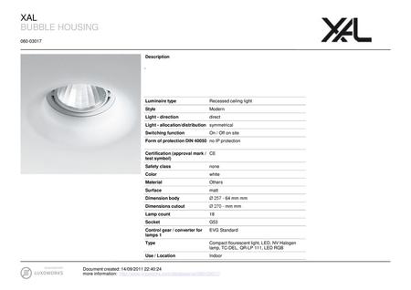 XAL BUBBLE HOUSING Description - Luminaire type