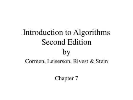 Introduction to Algorithms Second Edition by