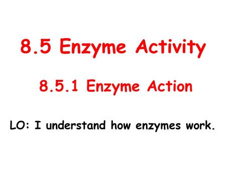 8.5 Enzyme Activity Enzyme Action